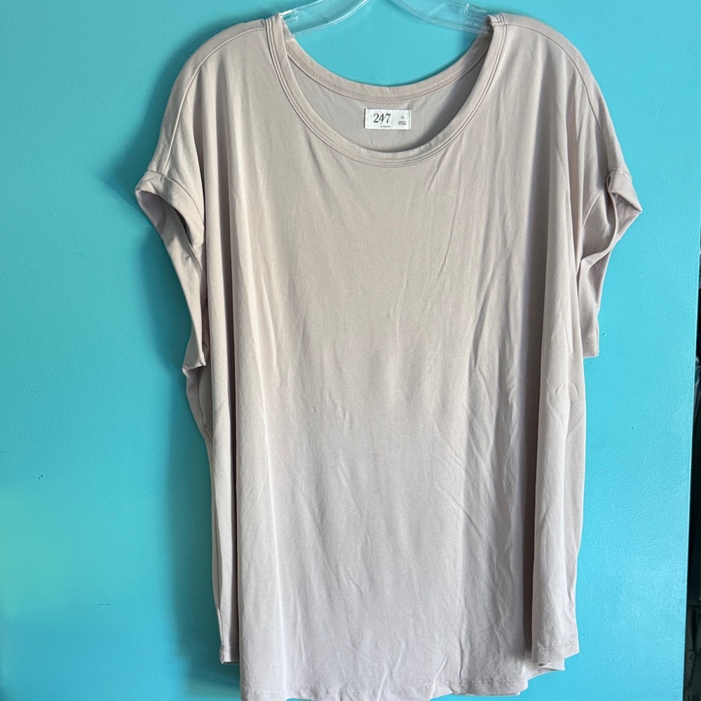 Women's Casual Beige Short Sleeve Top